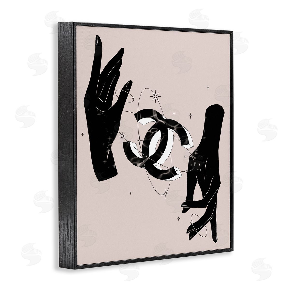 Ziwei Li Chic Hands Silhouette Surrounding Glam Fashion Emblem Black Framed Giclee Wall Art Print