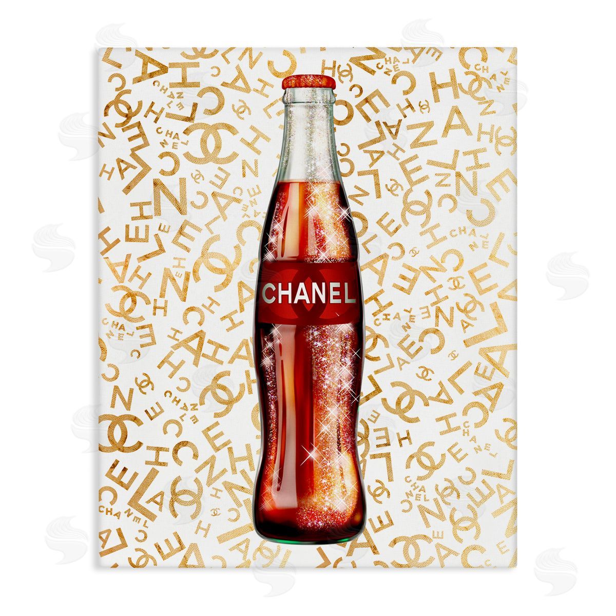 Ziwei Li Trendy Glam Pattern Vintage Soda Bottle Stretched Canvas Wall Art Print