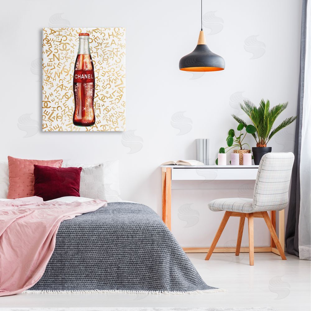 Ziwei Li Trendy Glam Pattern Vintage Soda Bottle Canvas Wall Art Print in Room