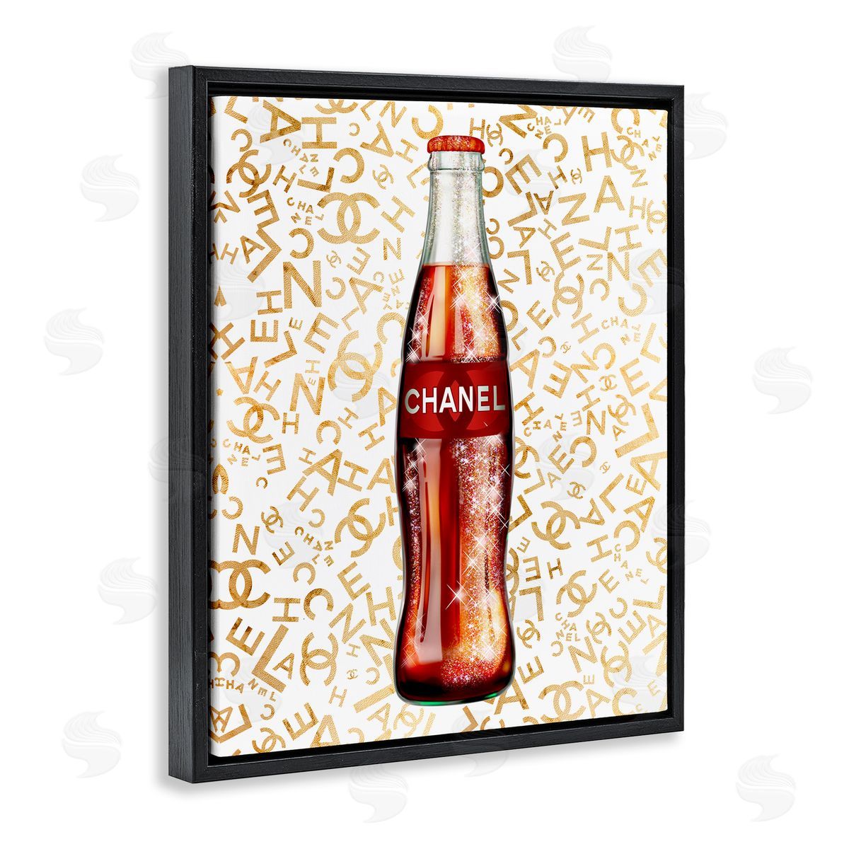 Ziwei Li Trendy Glam Pattern Vintage Soda Bottle Black Floating Frame Canvas Wall Art Print