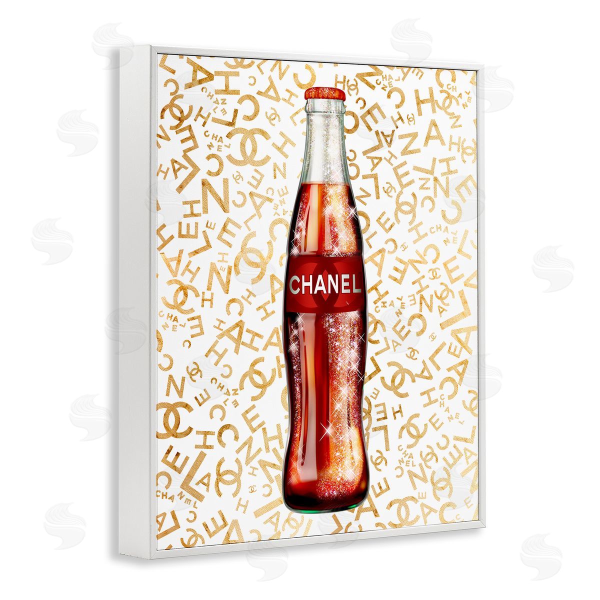 Ziwei Li Trendy Glam Pattern Vintage Soda Bottle White Framed Giclee Wall Art Print