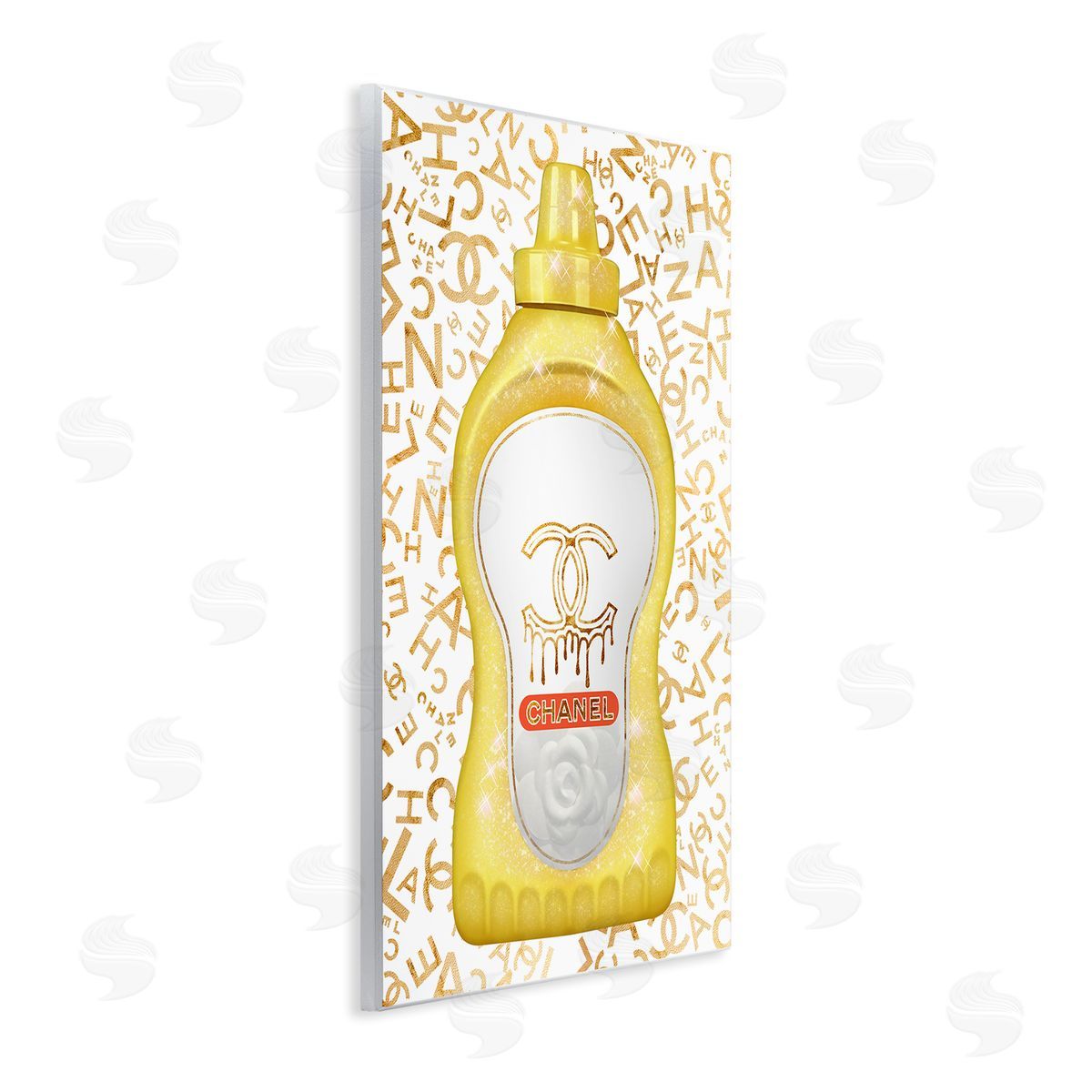 Ziwei Li Glitzy Fashion Bling Kitchen Condiment Mustard Bottle Wall Plaque Art Print