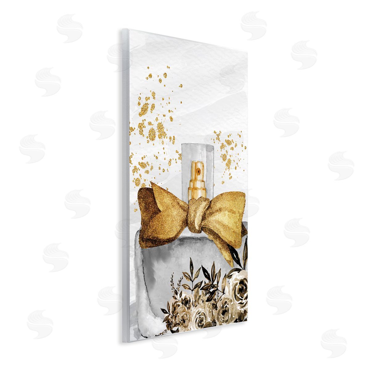 Kim Allen Glitzy Floral Perfume Bottle Speckled Glam Wall Plaque Art Print