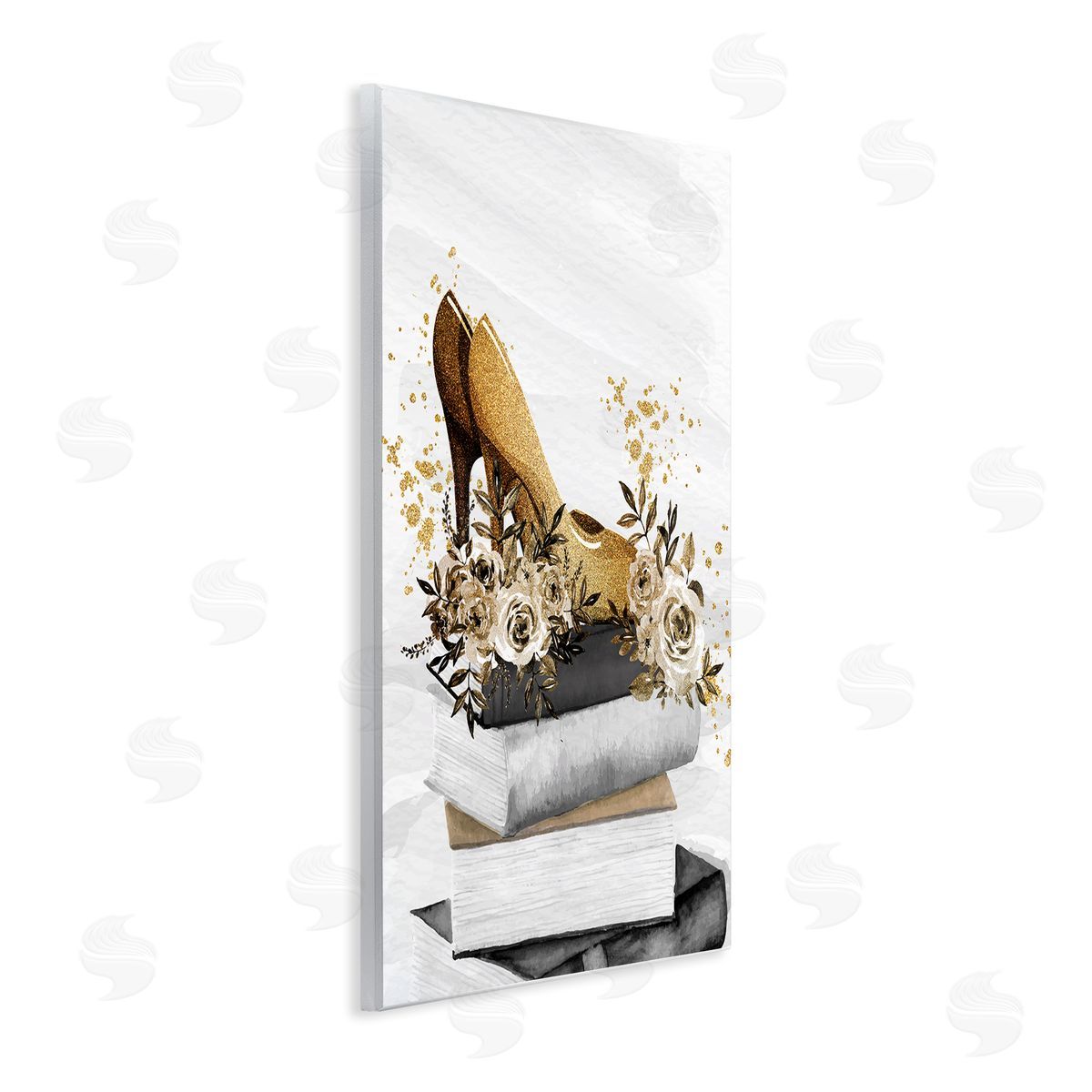 Kim Allen Dazzling Floral Heel Shoes Trendy Books Stacked Wall Plaque Art Print