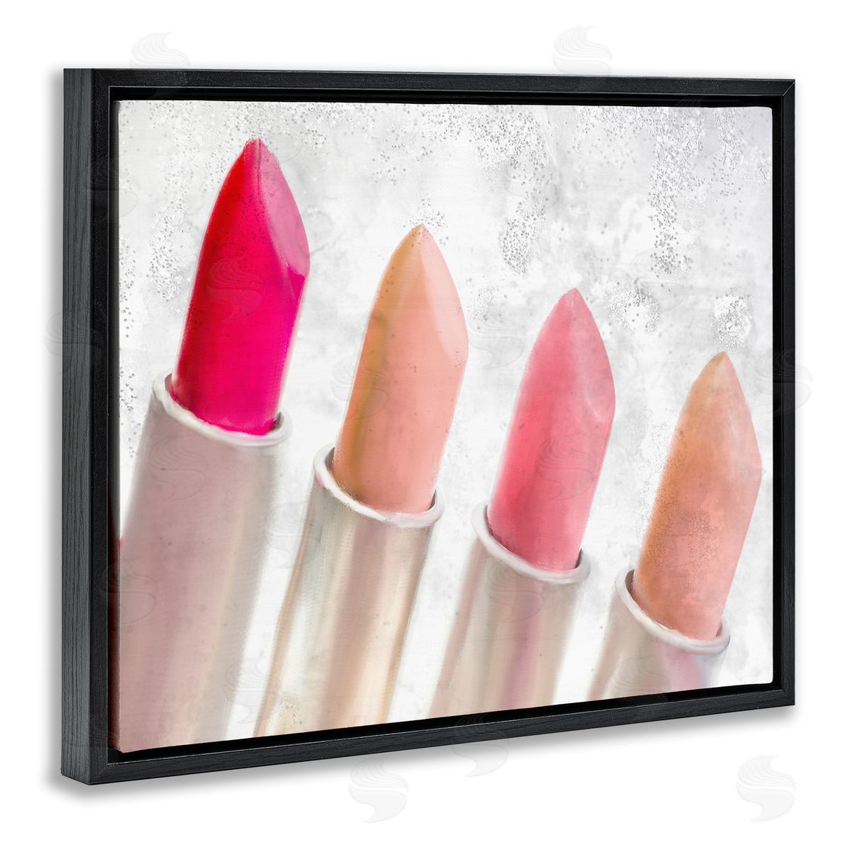 Kim Allen Stylish Lipstick Assortment Dazzling Glam Makeup Black Floating Frame Canvas Wall Art Print
