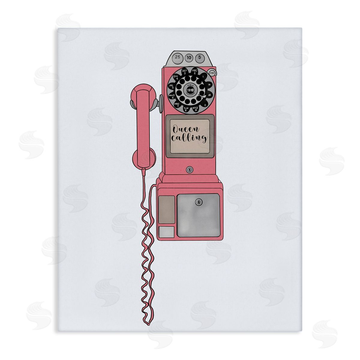 Ashley Singleton Vintage Pay Phone Chic Queen Calling Calligraphy  Stretched Canvas Wall Art Print