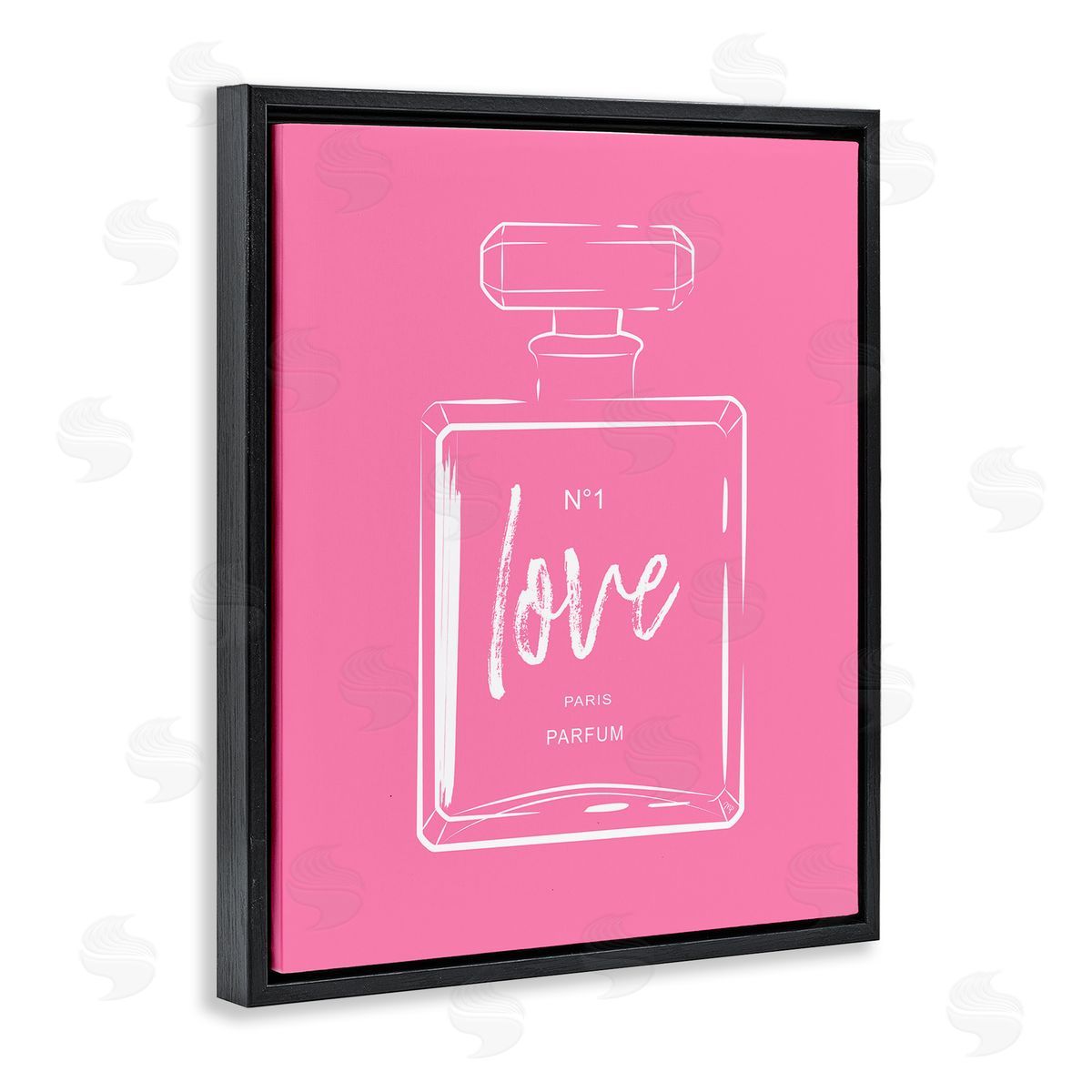 Martina Pavlova Casual Glam Perfume Bold Pink Love Calligraphy  Black Floating Frame Canvas Wall Art Print