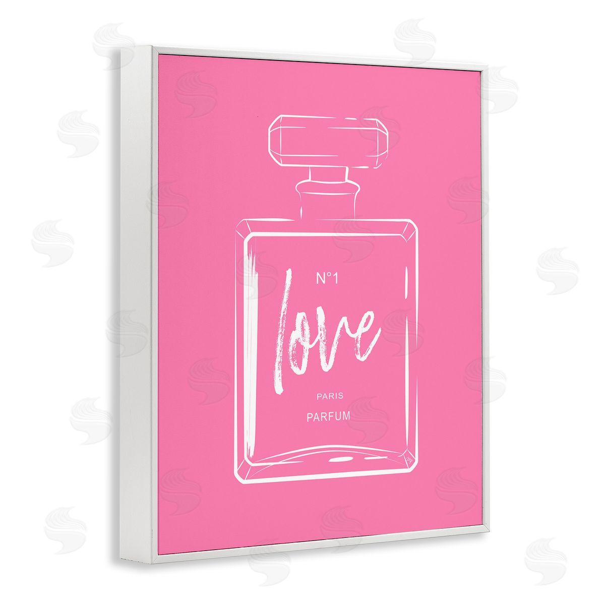 Martina Pavlova Casual Glam Perfume Bold Pink Love Calligraphy  White Framed Giclee Wall Art Print
