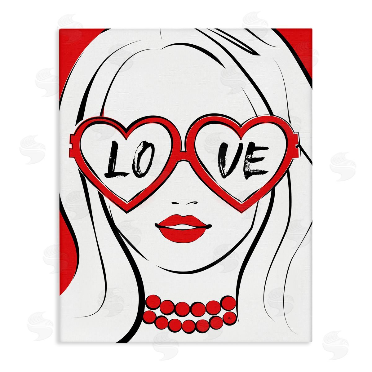 Martina Pavlova Fashionable Heart Sunglasses Love Trendy Woman Stretched Canvas Wall Art Print