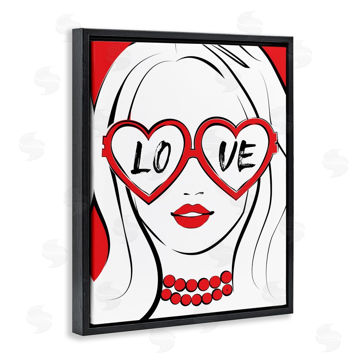 Martina Pavlova Fashionable Heart Sunglasses Love Trendy Woman Black Floating Frame Canvas Wall Art Print
