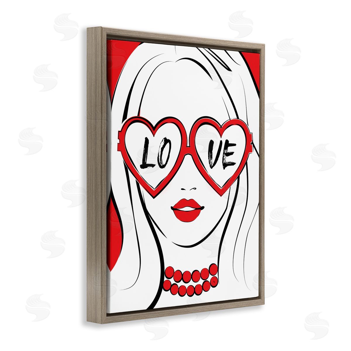 Martina Pavlova Fashionable Heart Sunglasses Love Trendy Woman Brown Floating Frame Canvas Wall Art Print