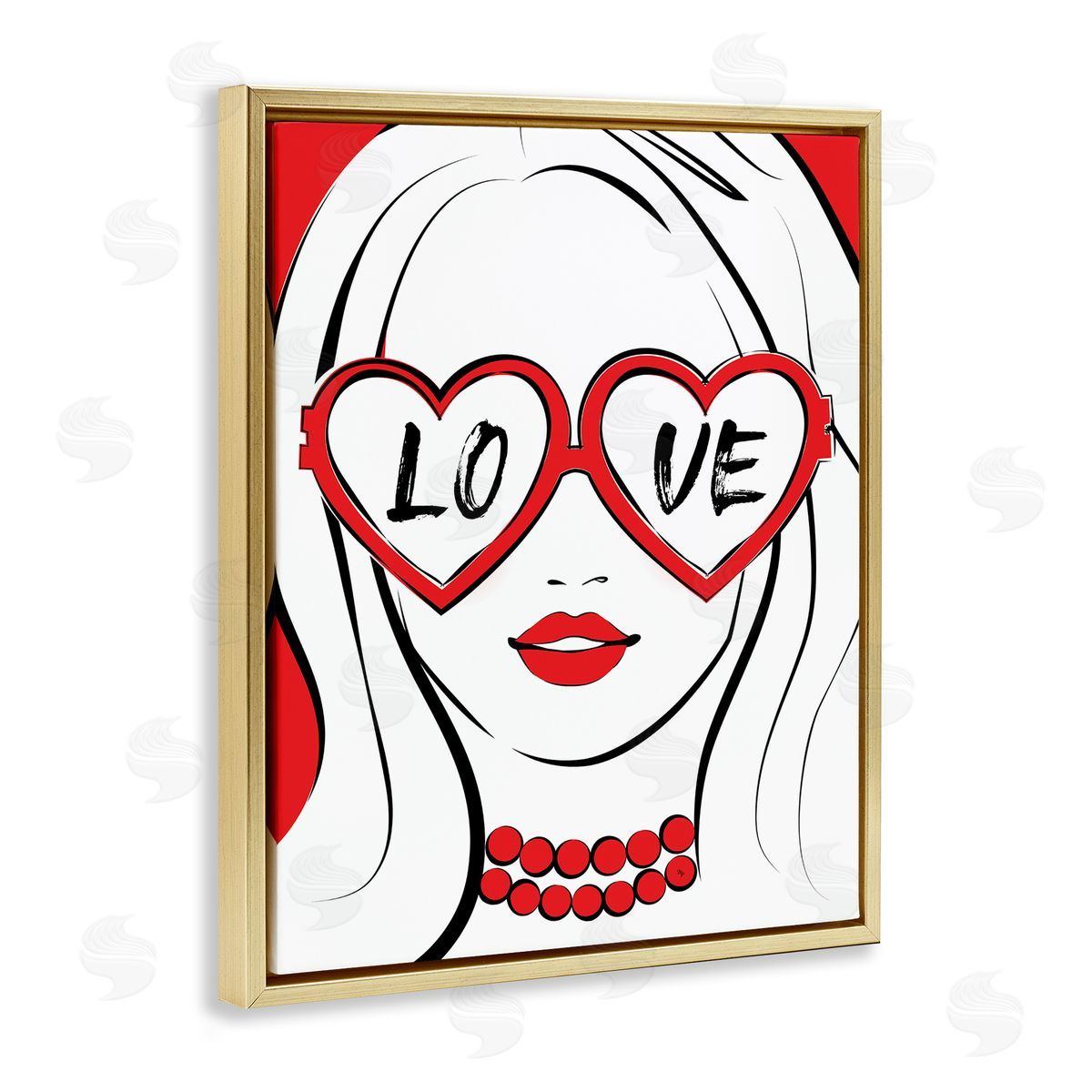 Martina Pavlova Fashionable Heart Sunglasses Love Trendy Woman Gold Floating Frame Canvas Wall Art Print