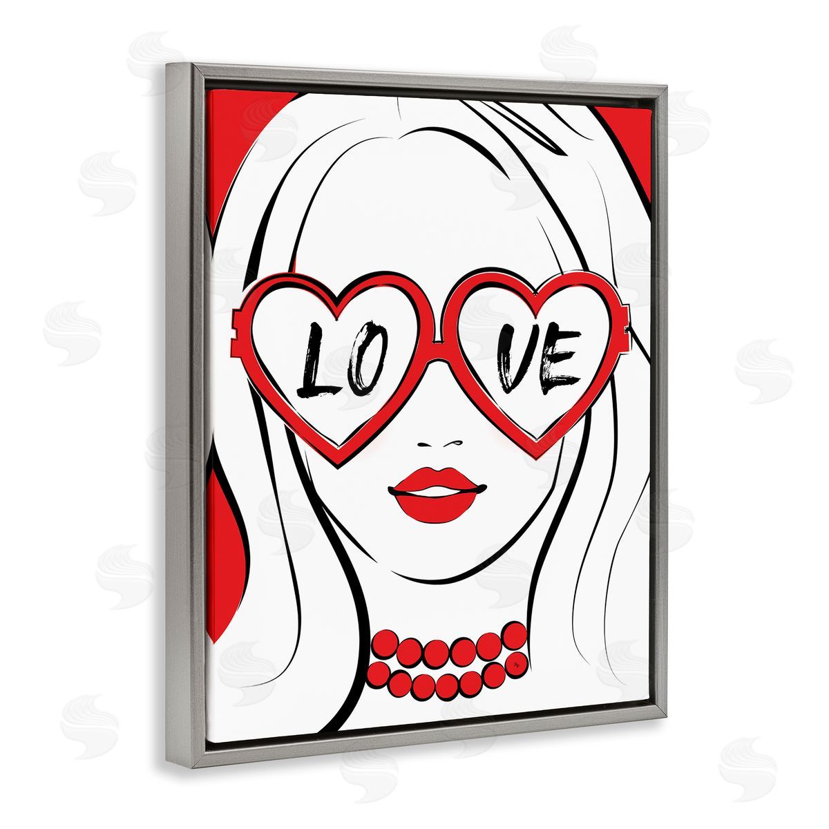 Martina Pavlova Fashionable Heart Sunglasses Love Trendy Woman Gray Floating Frame Canvas Wall Art Print