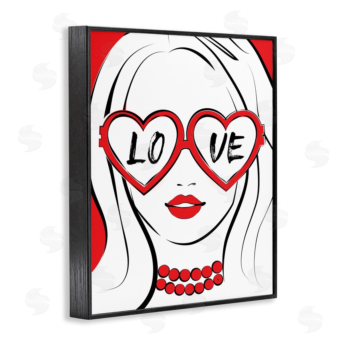 Martina Pavlova Fashionable Heart Sunglasses Love Trendy Woman Black Framed Giclee Wall Art Print