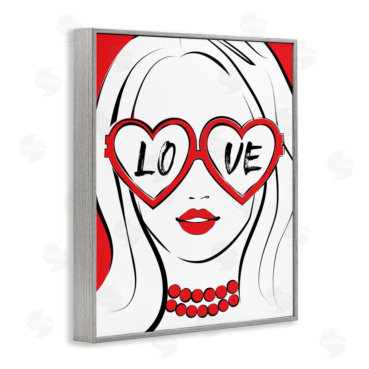 Martina Pavlova Fashionable Heart Sunglasses Love Trendy Woman Gray Framed Giclee Wall Art Print