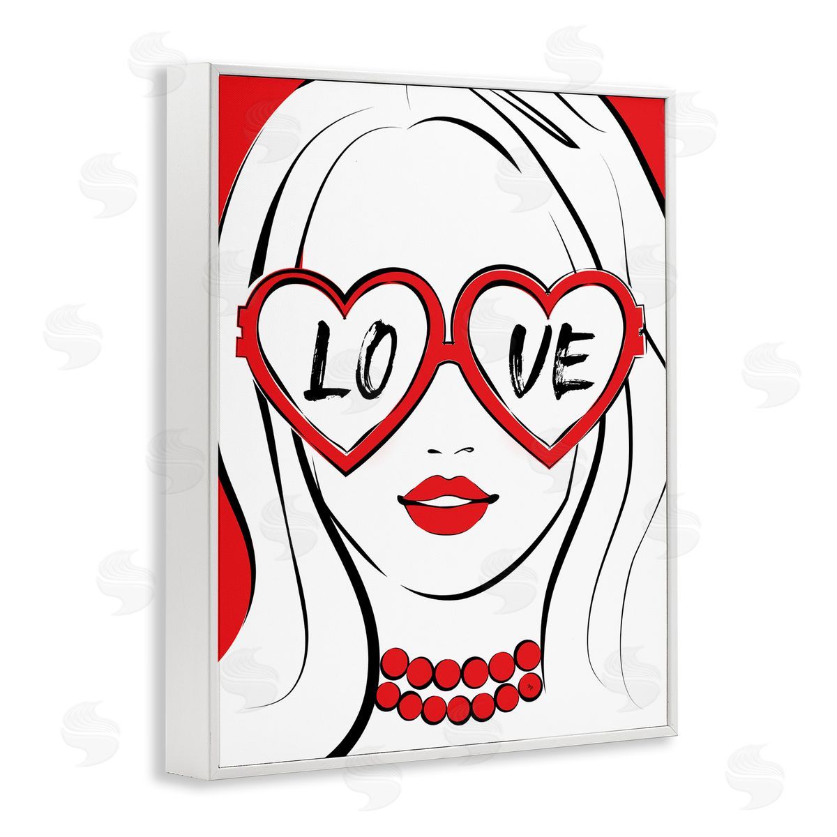 Martina Pavlova Fashionable Heart Sunglasses Love Trendy Woman White Framed Giclee Wall Art Print
