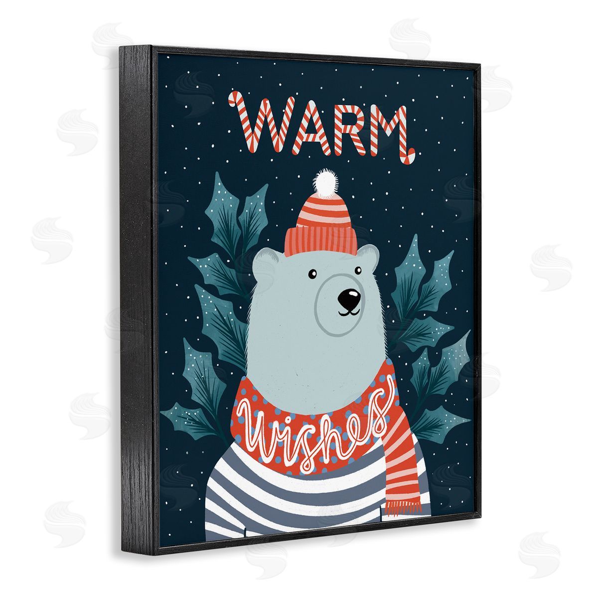 Dominika Godette Warm Wishes Cozy Polar Bear Seasonal Typography Black Framed Giclee Wall Art Print