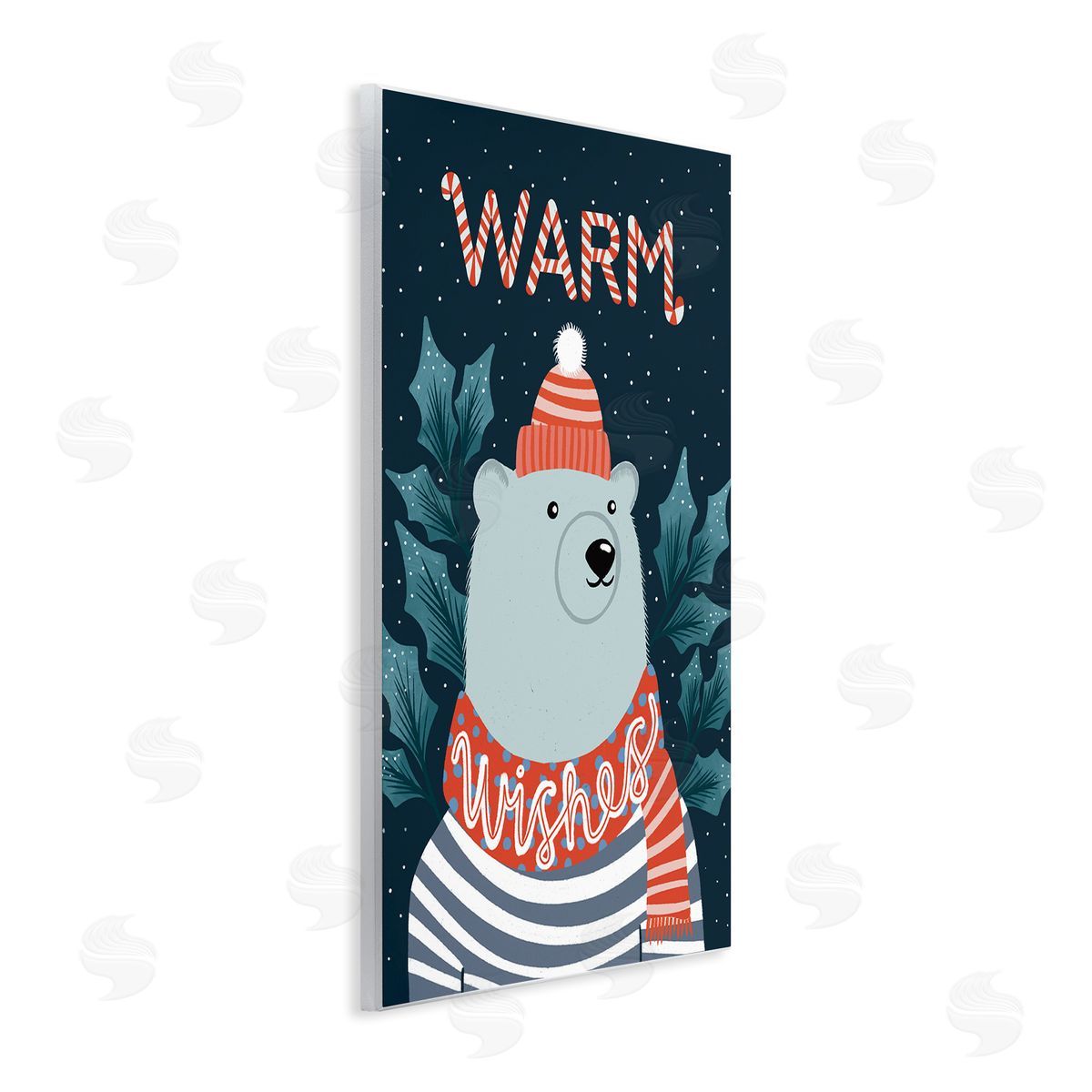 Dominika Godette Warm Wishes Cozy Polar Bear Seasonal Typography Wall Plaque Art Print