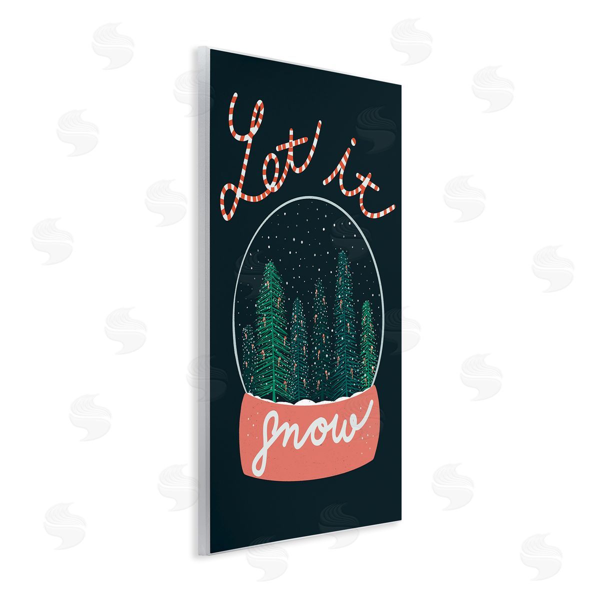 Dominika Godette Let It Snow Seasonal Winter Globe Candy Cane Text Wall Plaque Art Print