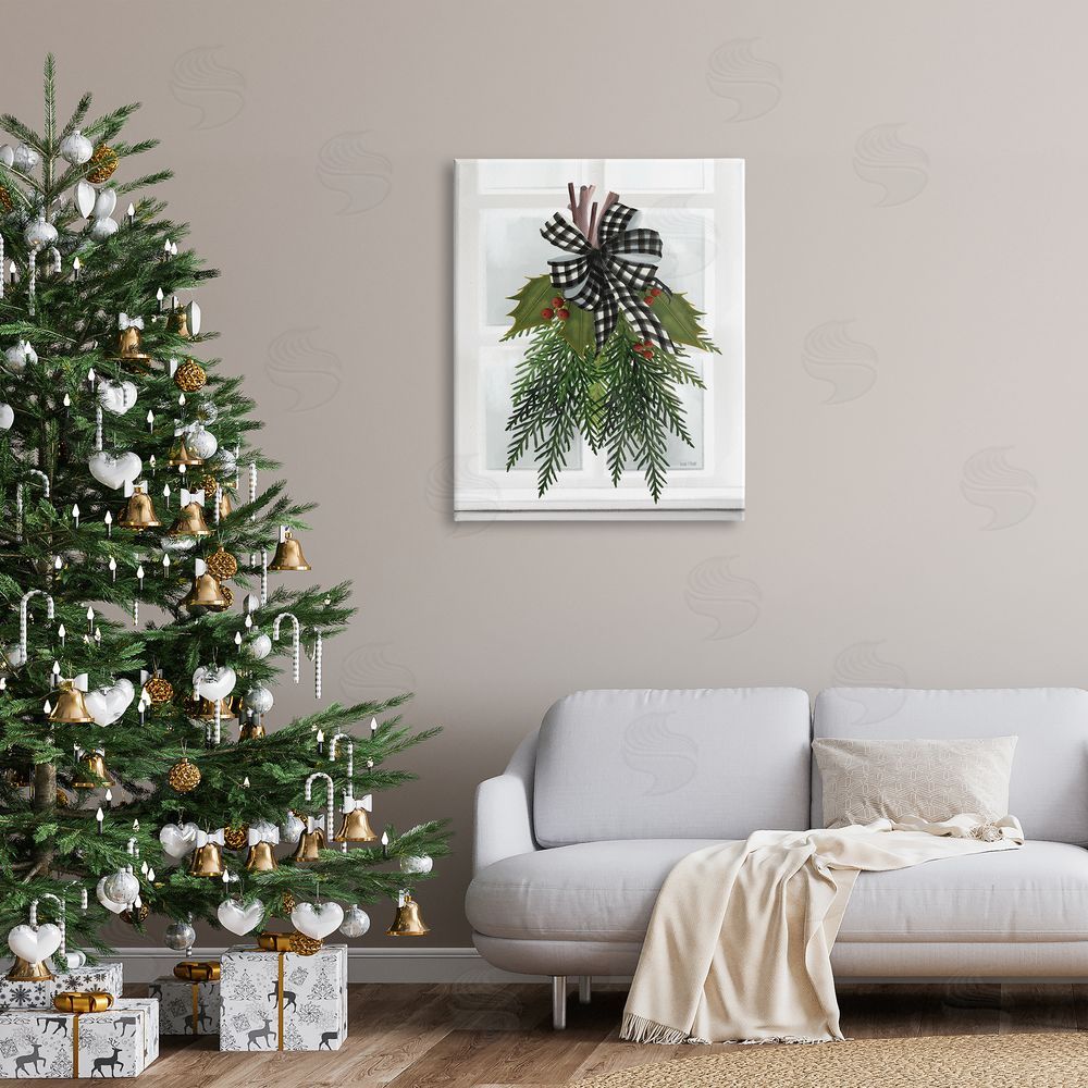 House Fenway Hanging Holly Botanicals Mistletoe Seasonal Winter Flowers Canvas Wall Art Print in Room