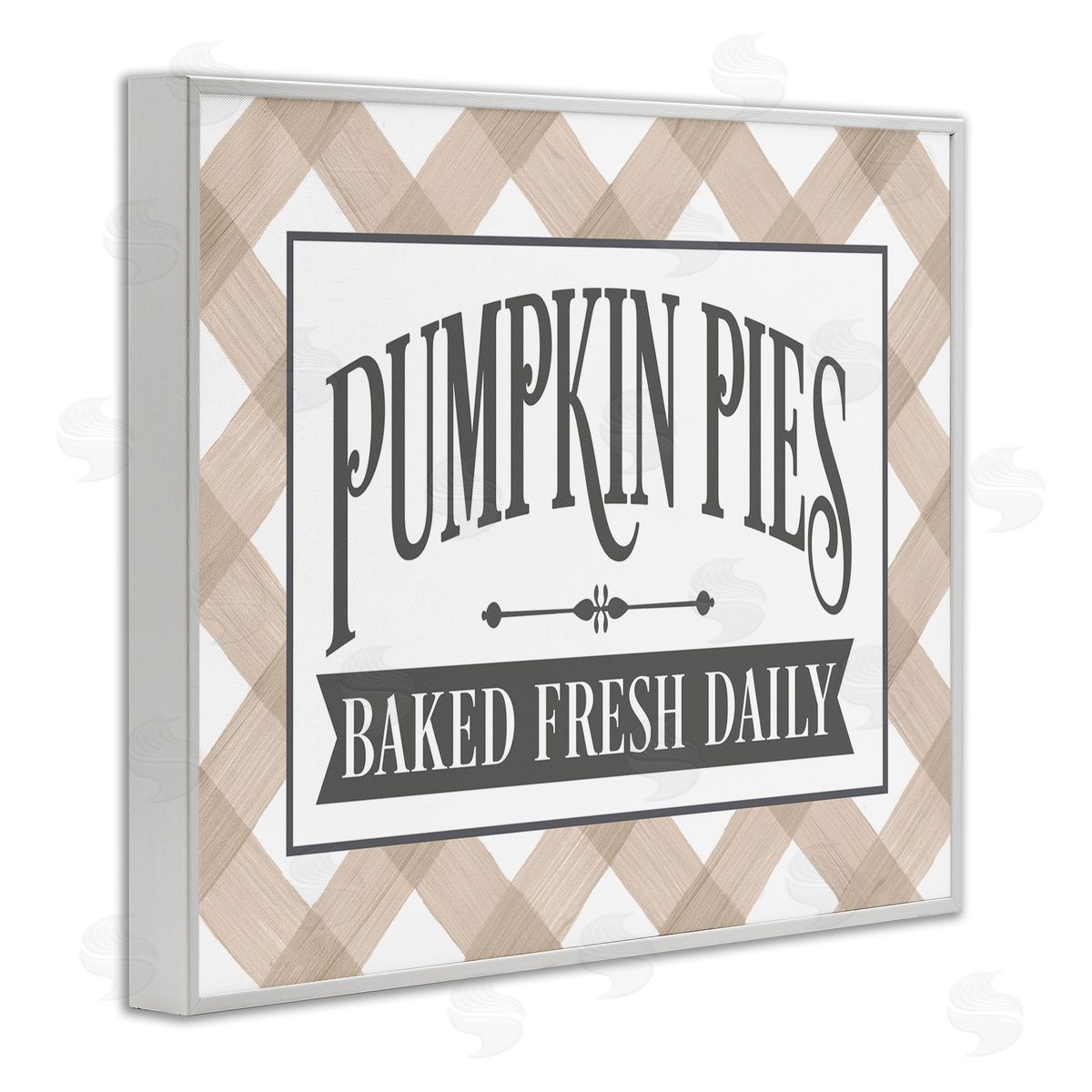 Lettered and Lined Pumpkin Pies Baked Fresh Seasonal Tartan Sign White Framed Giclee Wall Art Print