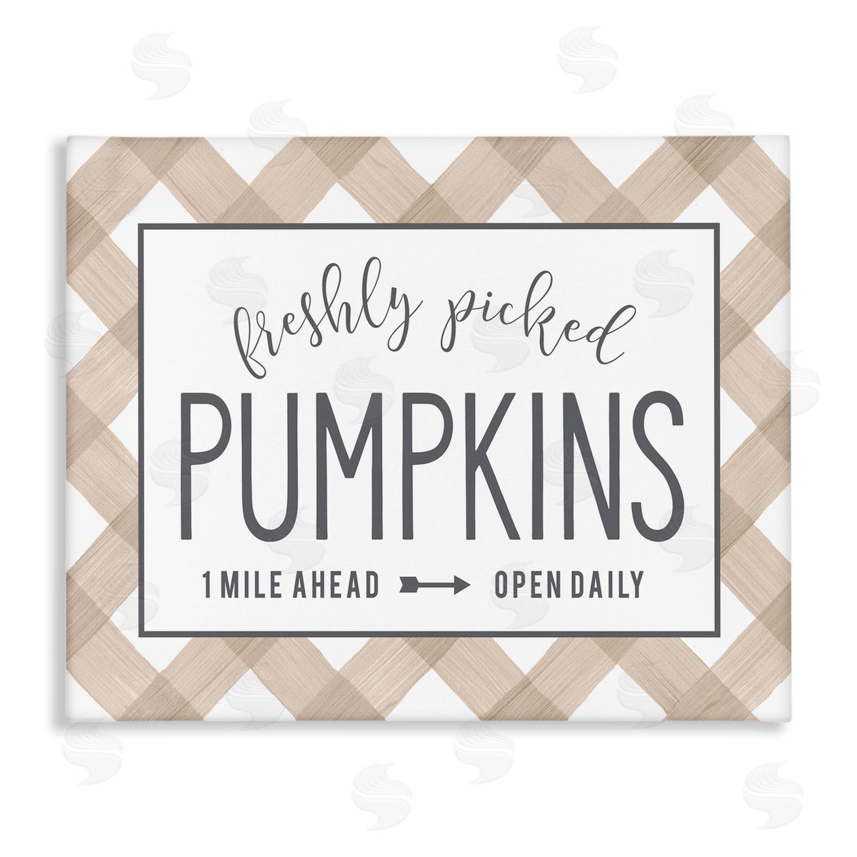 Lettered and Lined Freshly Picked Pumpkins Country Farm Plaid Sign  Stretched Canvas Wall Art Print