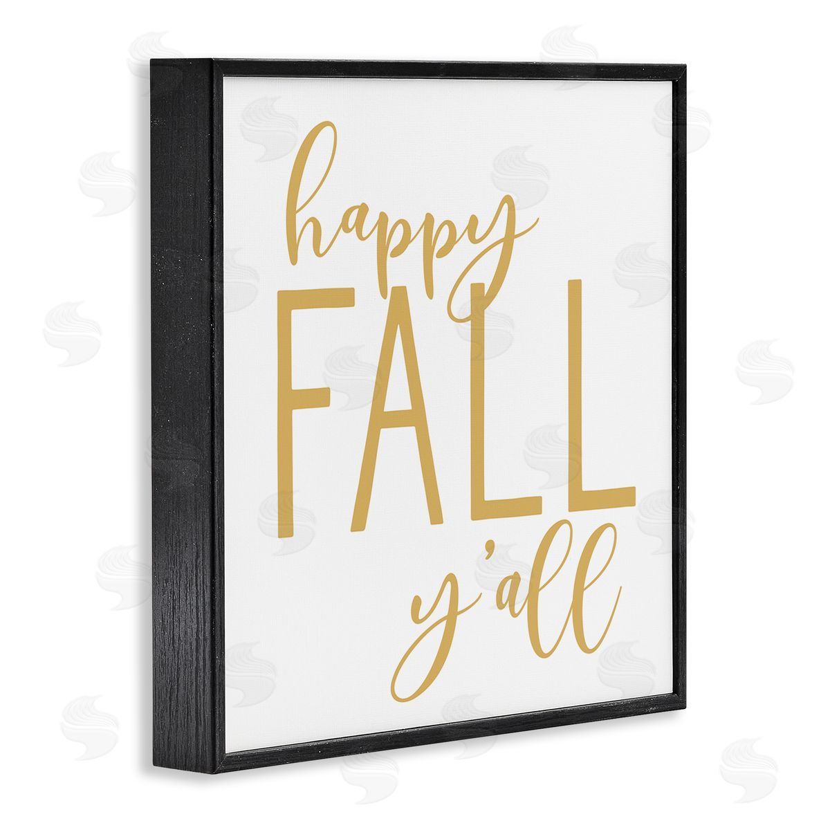 Lettered and Lined Happy Fall Y'all Casual Yellow Seasonal Typography  Black Framed Glicee Wall Art Print
