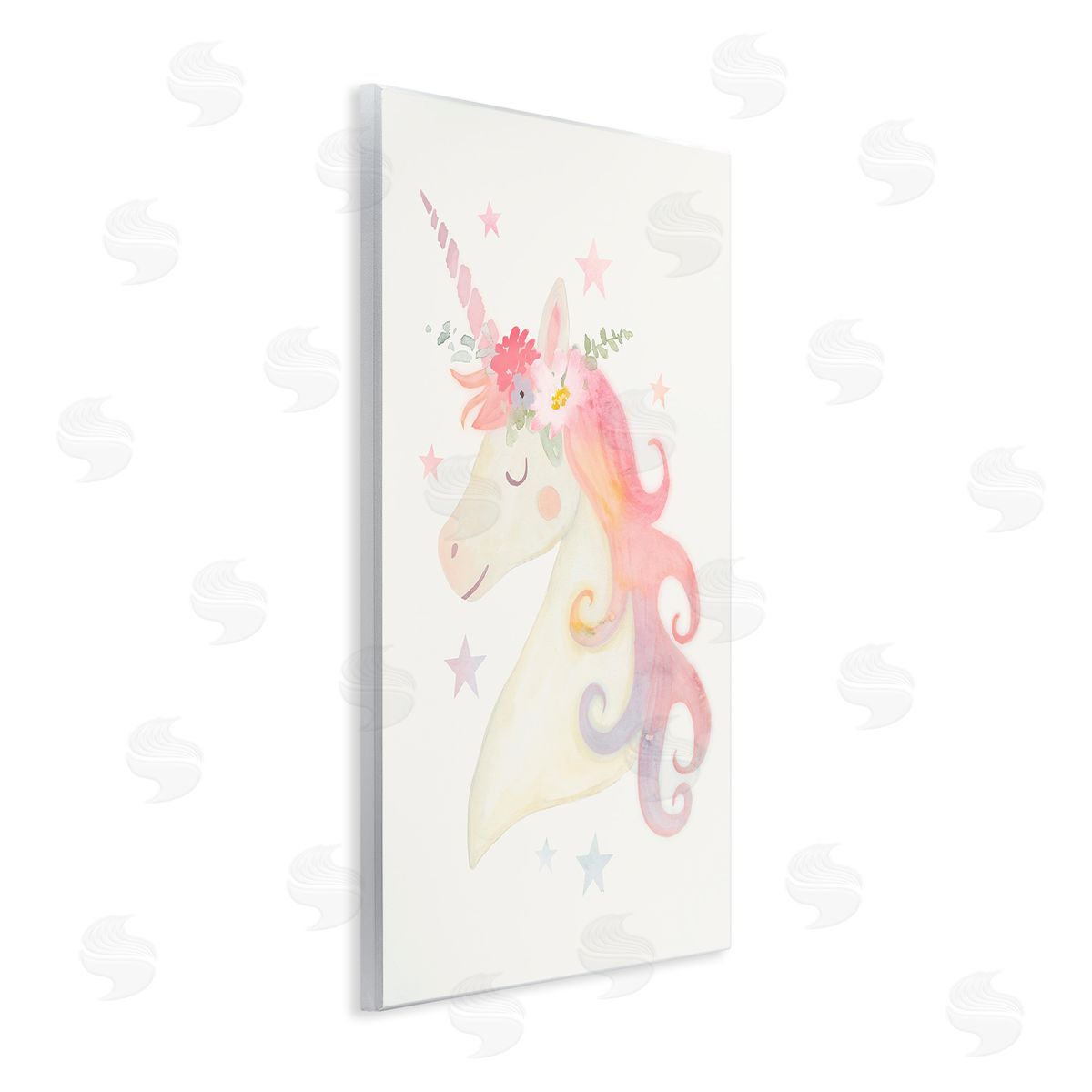 Victoria Barnes Charming Unicorn Smiling Flower Crown Stars Wall Plaque Art Print