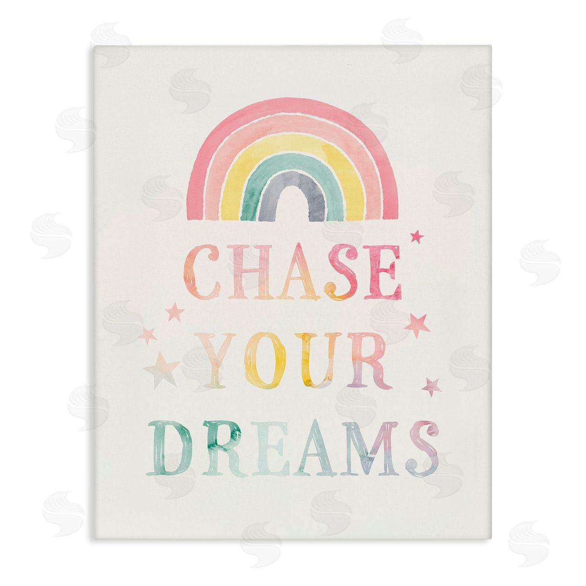 Victoria Barnes Chase Your Dreams Starry Rainbow Watercolor Detail  Stretched Canvas Wall Art Print