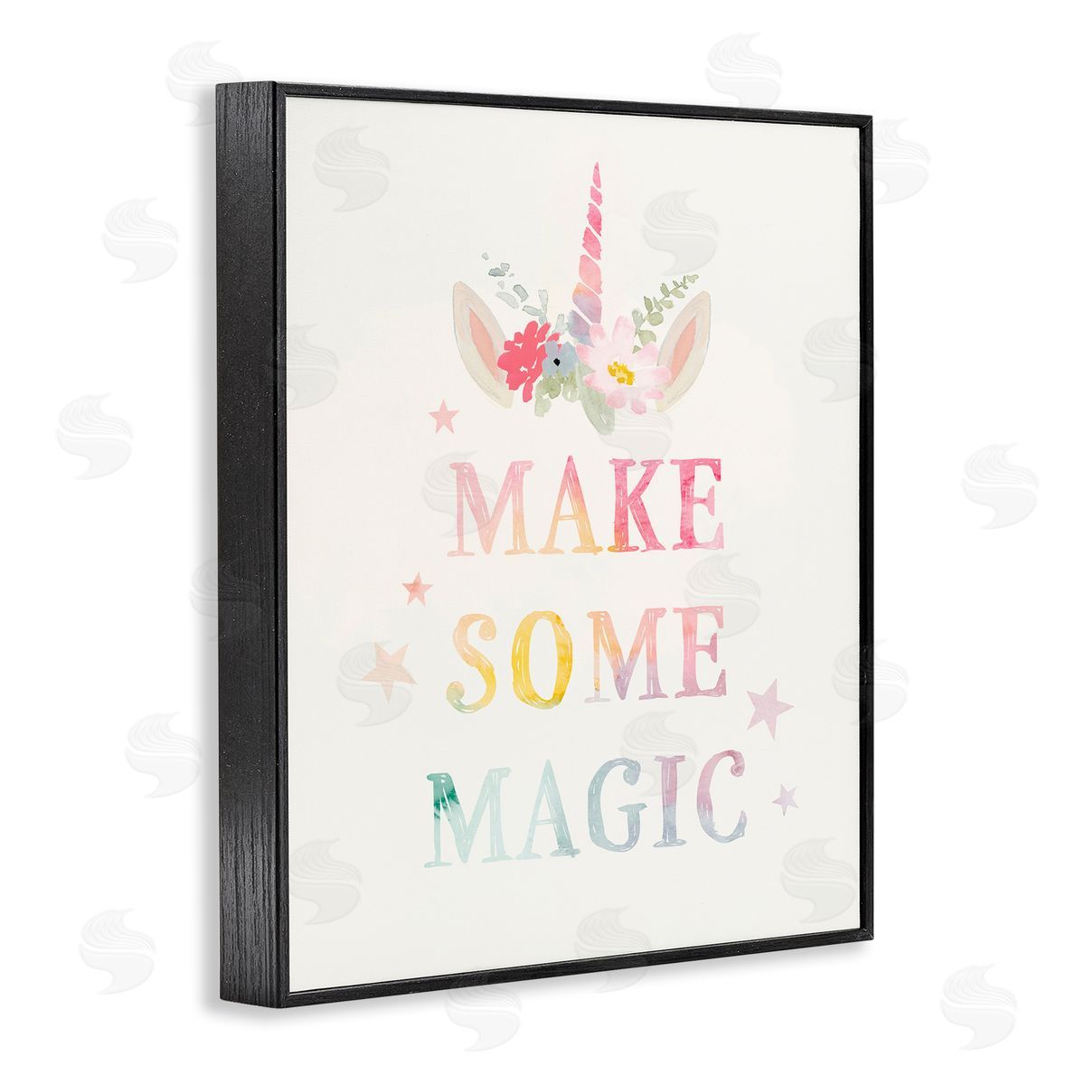 Victoria Barnes Make Some Magic Unicorn Horn Flower Blossoms Black Framed Giclee Wall Art Print