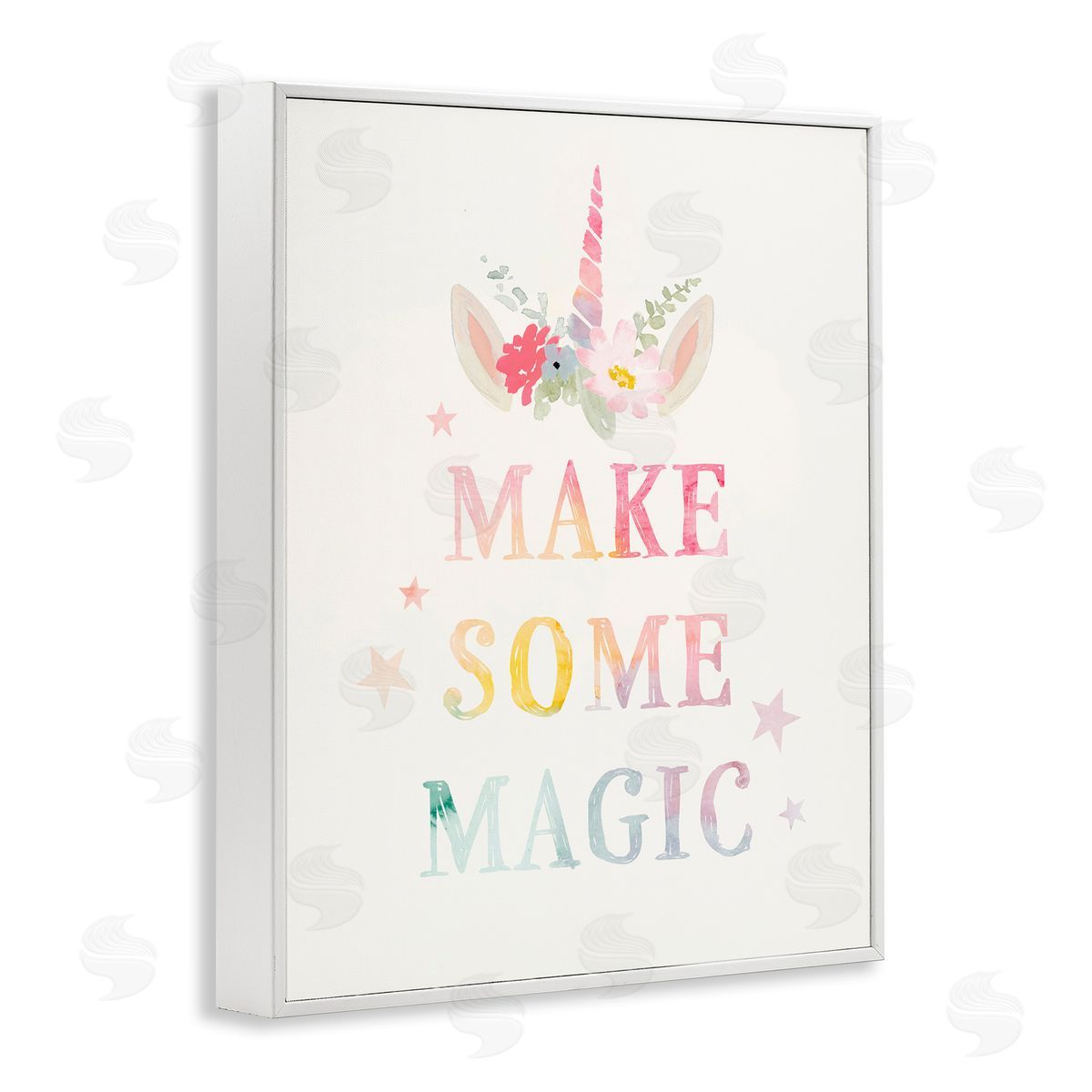 Victoria Barnes Make Some Magic Unicorn Horn Flower Blossoms White Framed Giclee Wall Art Print