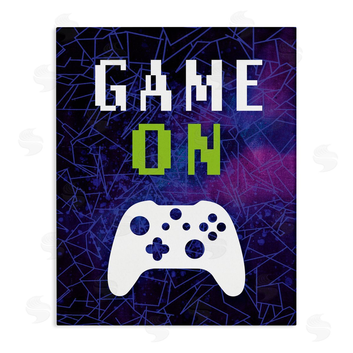 Victoria Barnes Game On Bold Geometric Pattern Gaming Controller  Stretched Canvas Wall Art Print