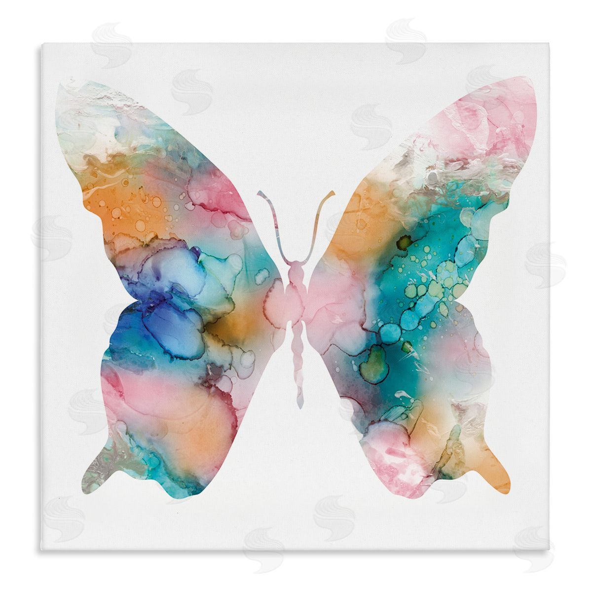 Susan Jill Pastel Watercolor Pattern Butterfly Silhouette Painting Stretched Canvas Wall Art Print