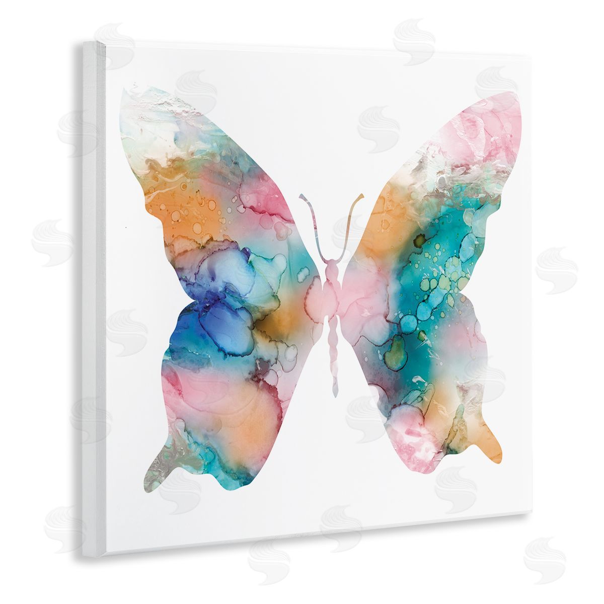 Susan Jill Pastel Watercolor Pattern Butterfly Silhouette Painting Wooden Wall Plaque Art Print