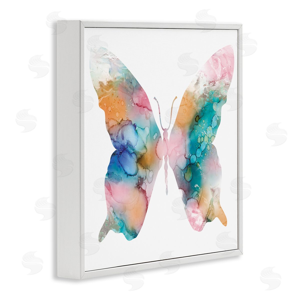 Susan Jill Pastel Watercolor Pattern Butterfly Silhouette Painting White Framed Glicee Wall Art Print