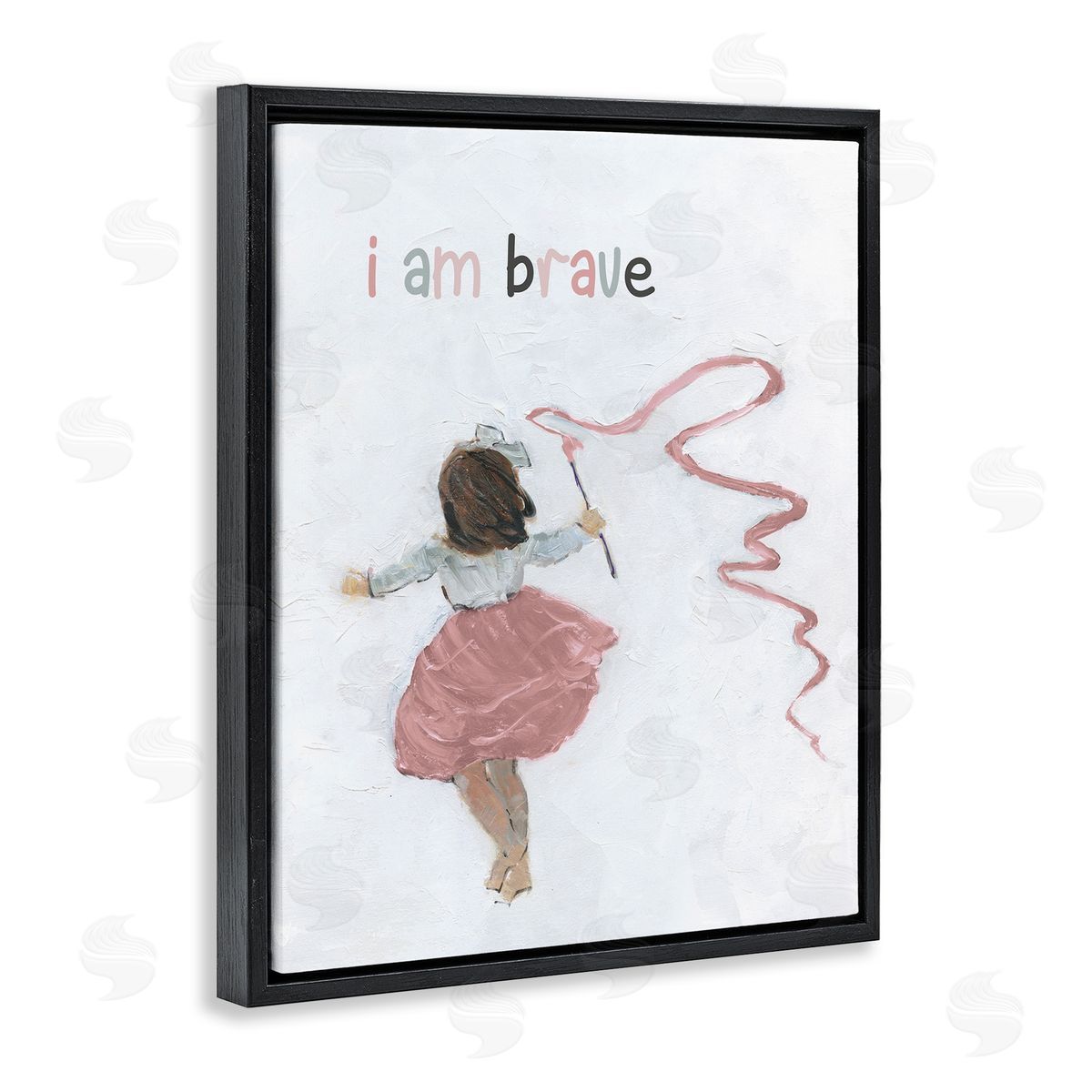Sally Swatland I Am Brave Uplifting Child Running Playing Painting Black Floating Frame Canvas Wall Art Print