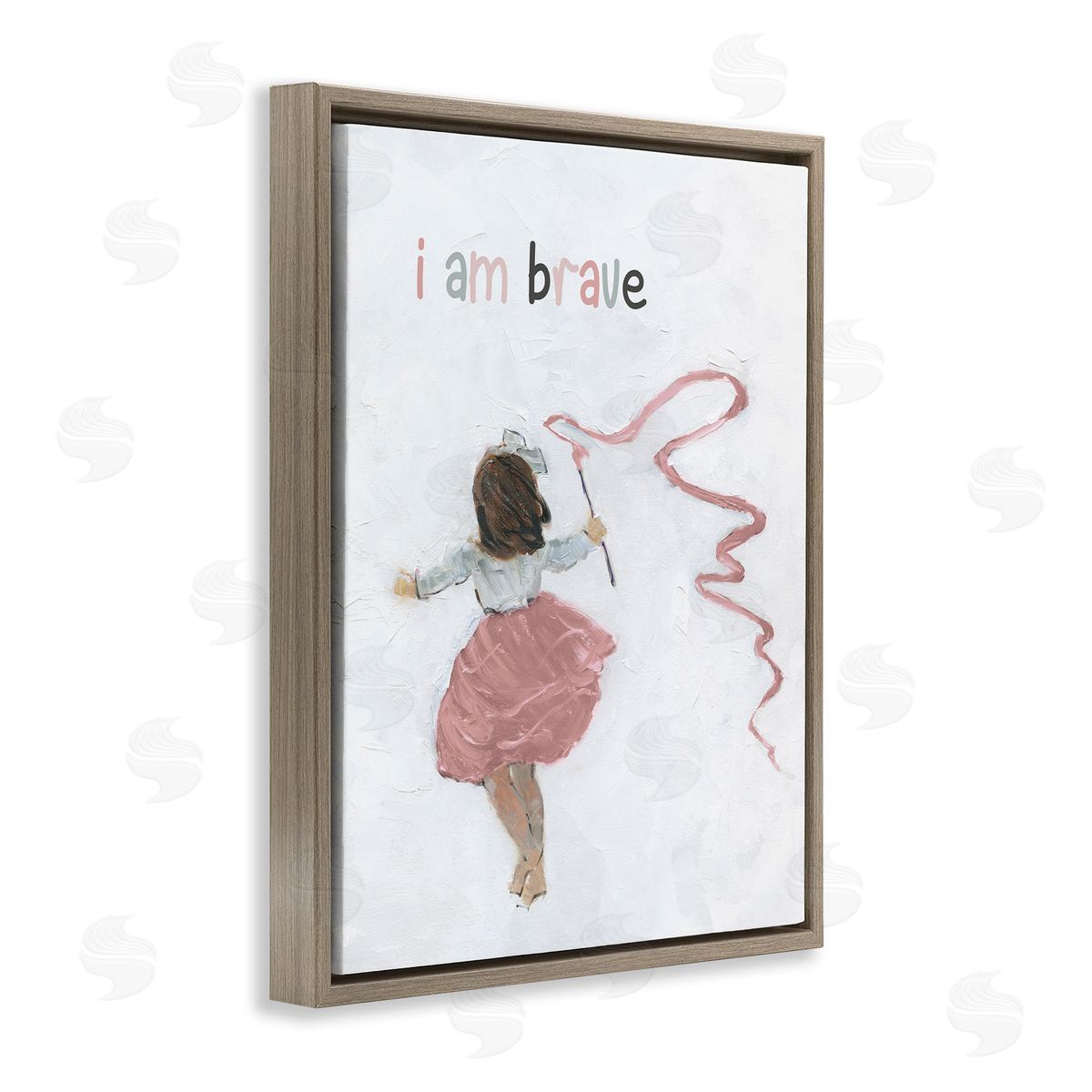 Sally Swatland I Am Brave Uplifting Child Running Playing Painting Brown Floating Frame Canvas Wall Art Print