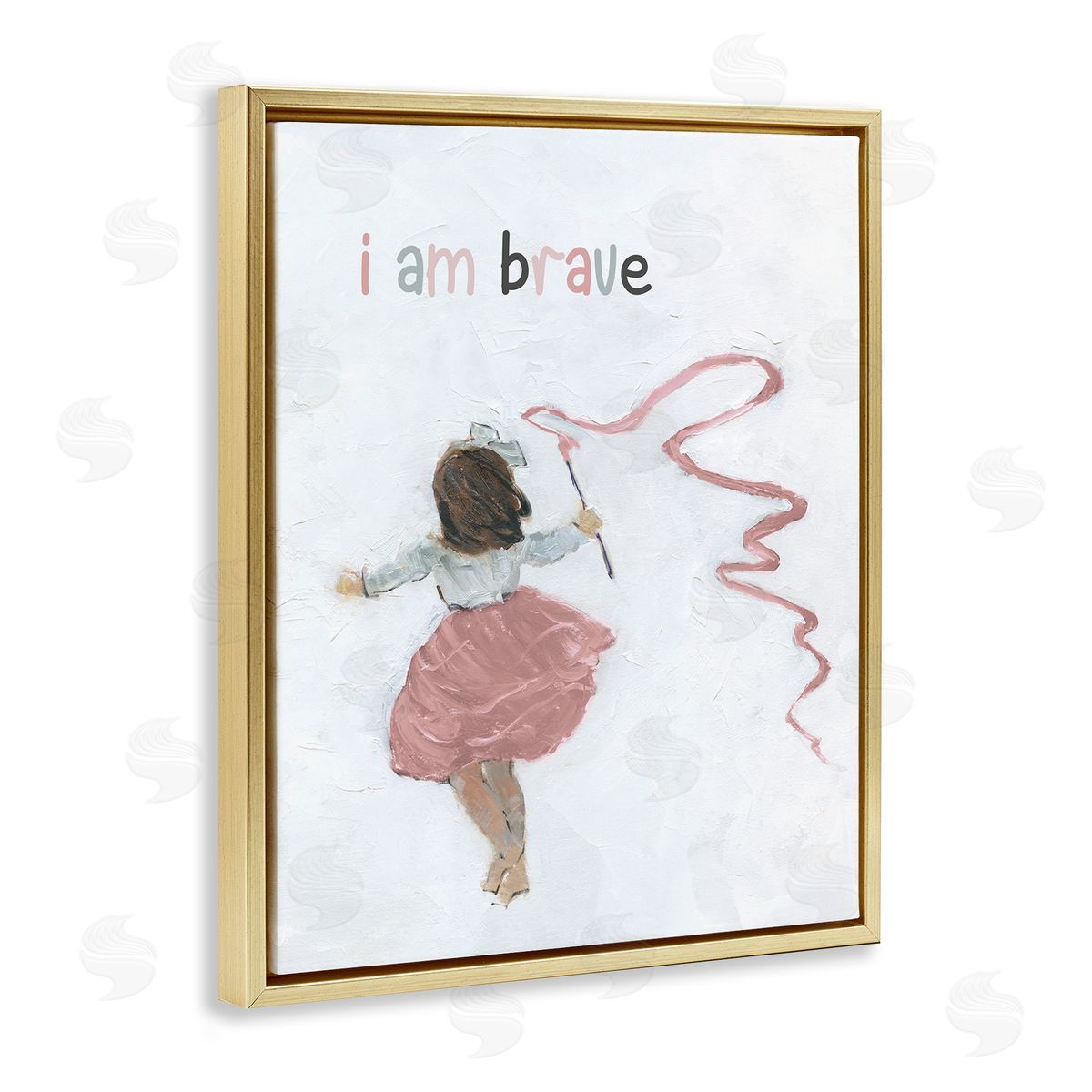 Sally Swatland I Am Brave Uplifting Child Running Playing Painting Gold Floating Frame Canvas Wall Art Print