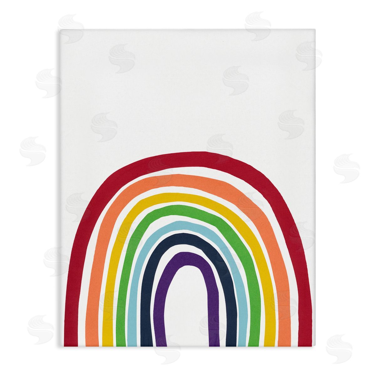 Bronwyn Baker Whimsical Asymmetrical Rainbow Stripes Modern Kids Stretched Canvas Wall Art Print