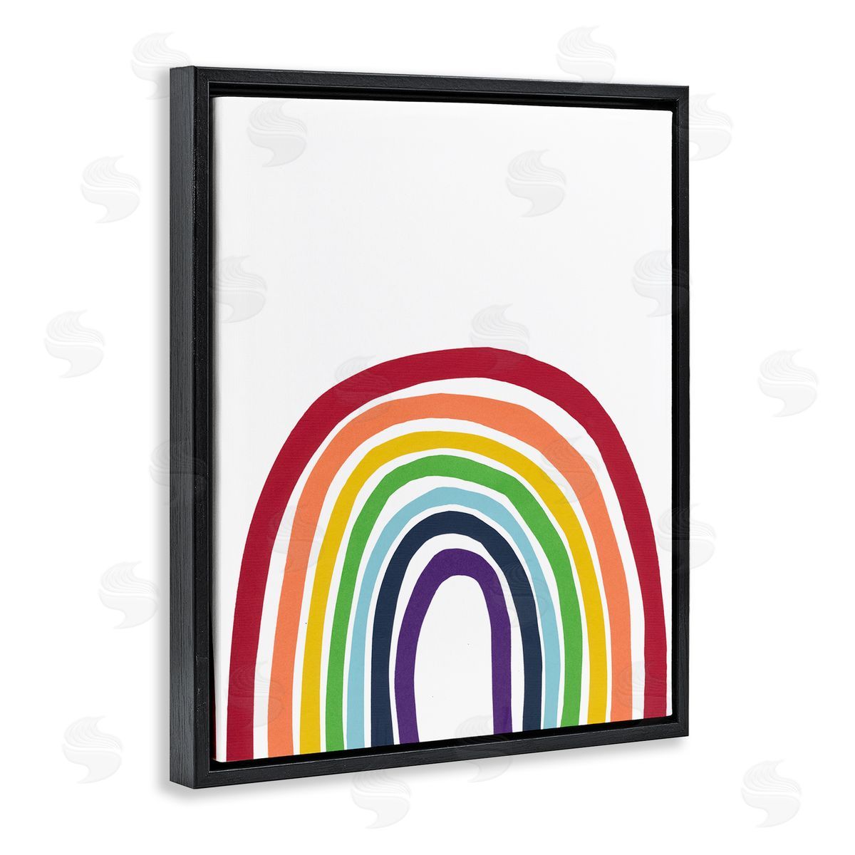 Bronwyn Baker Whimsical Asymmetrical Rainbow Stripes Modern Kids Black Floating Frame Canvas Wall Art Print