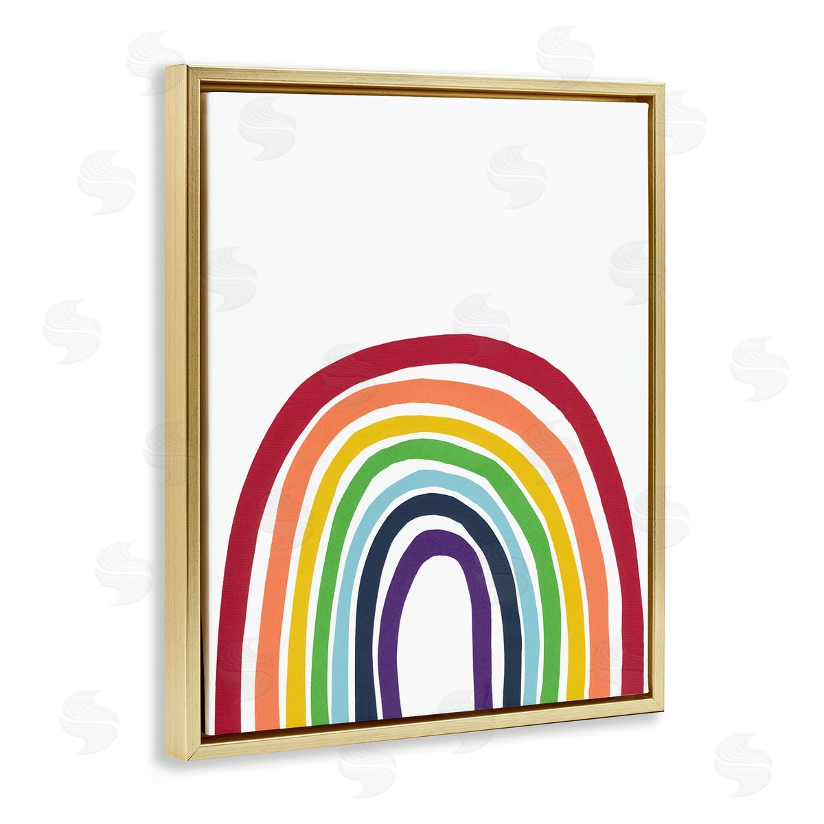 Bronwyn Baker Whimsical Asymmetrical Rainbow Stripes Modern Kids Gold Floating Frame Canvas Wall Art Print