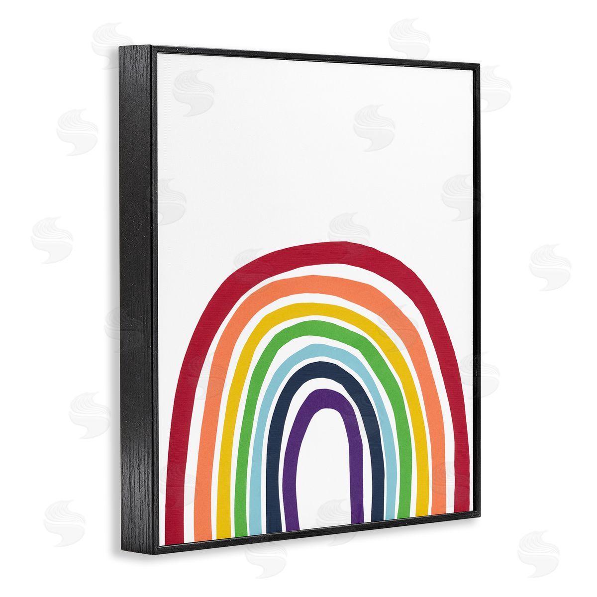 Bronwyn Baker Whimsical Asymmetrical Rainbow Stripes Modern Kids Black Framed Giclee Wall Art Print