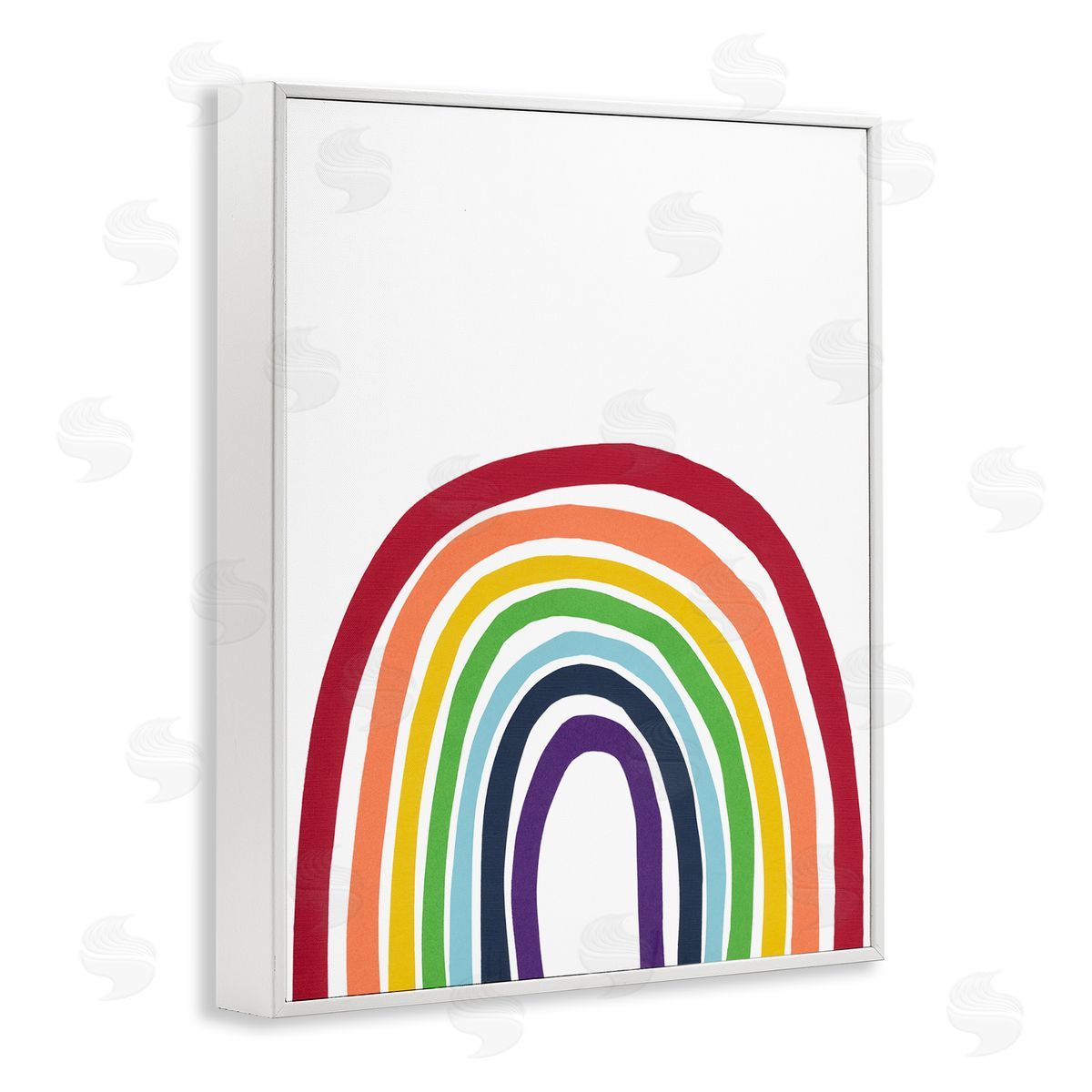 Bronwyn Baker Whimsical Asymmetrical Rainbow Stripes Modern Kids White Framed Giclee Wall Art Print
