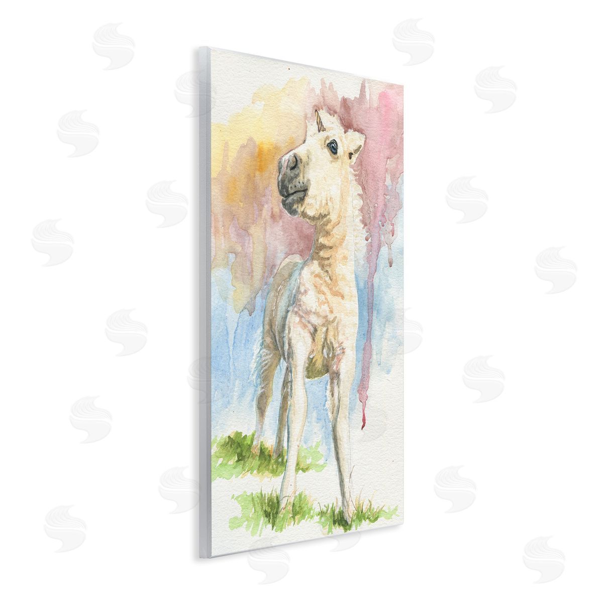 Jennifer Redstreake Stoic Fantasy Unicorn Pastel Dripping Watercolor Detail  Wall Plaque Art Print