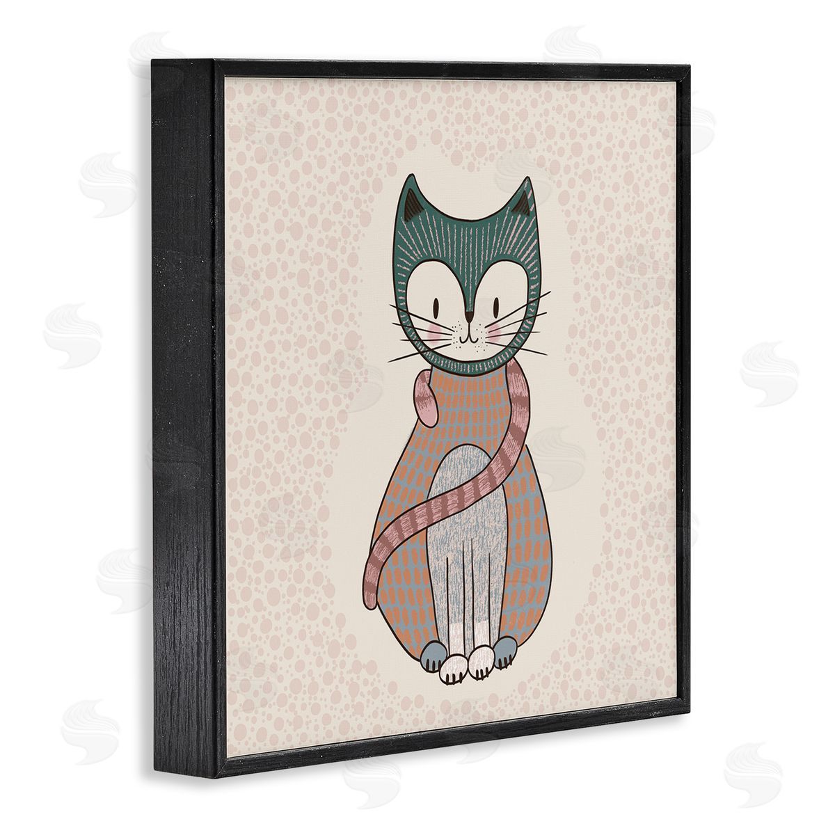 Birgit Maria Kiennast Speckled Kitty Cat Patterned Shapes Animal Design Black Framed Glicee Wall Art Print