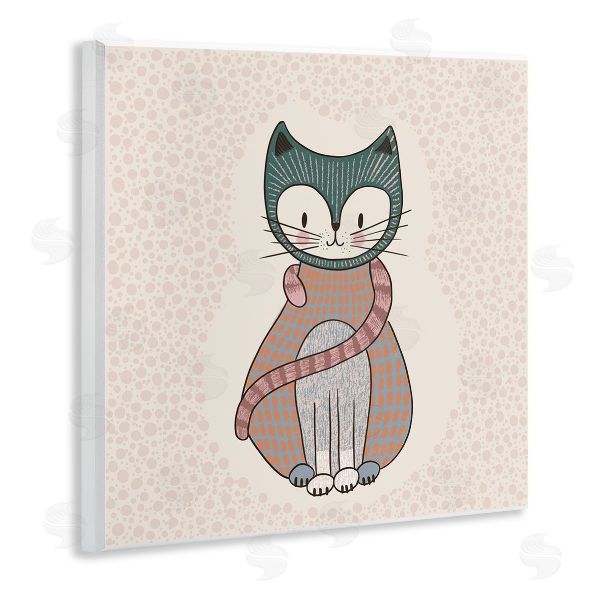 Birgit Maria Kiennast Speckled Kitty Cat Patterned Shapes Animal Design Wooden Wall Plaque Art Print