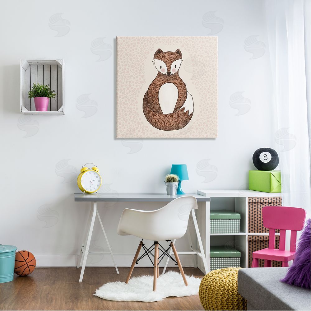 Birgit Maria Kiennast Whimsical Fox Spotted Pattern Polka Dot Border Canvas Wall Art in Room
