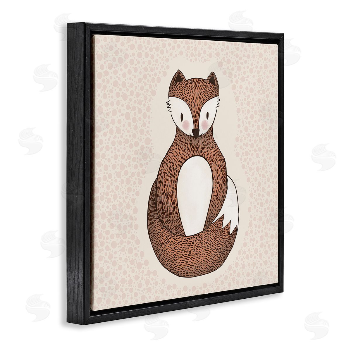 Birgit Maria Kiennast Whimsical Fox Spotted Pattern Polka Dot Border Black Floating Frame Canvas Wall Art Print