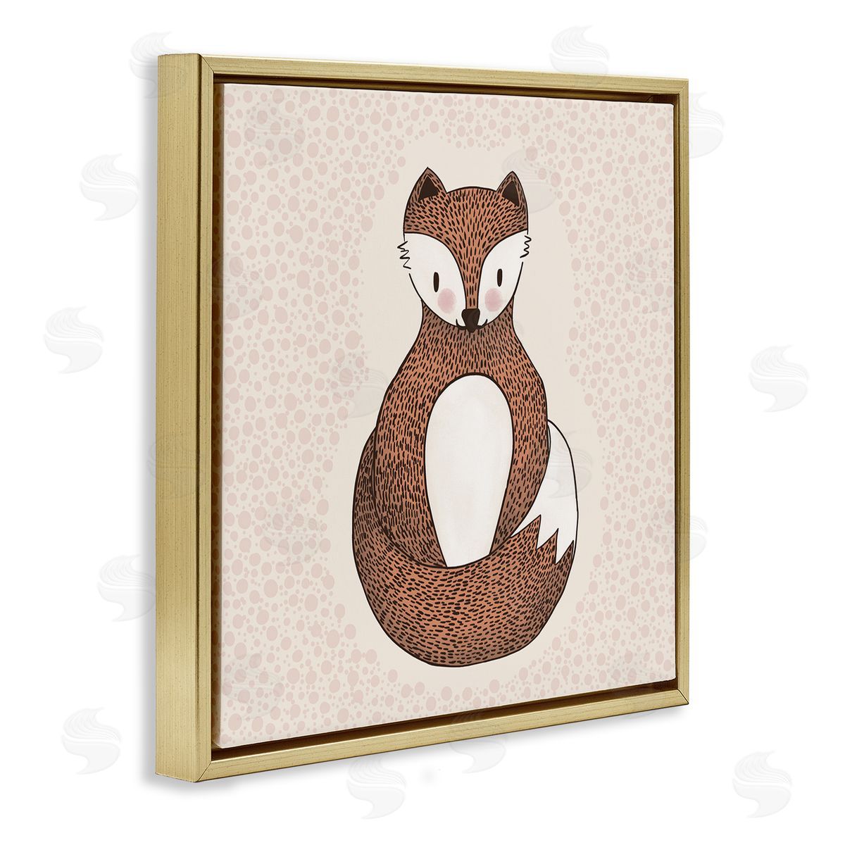 Birgit Maria Kiennast Whimsical Fox Spotted Pattern Polka Dot Border Gold Floating Frame Canvas Wall Art Print