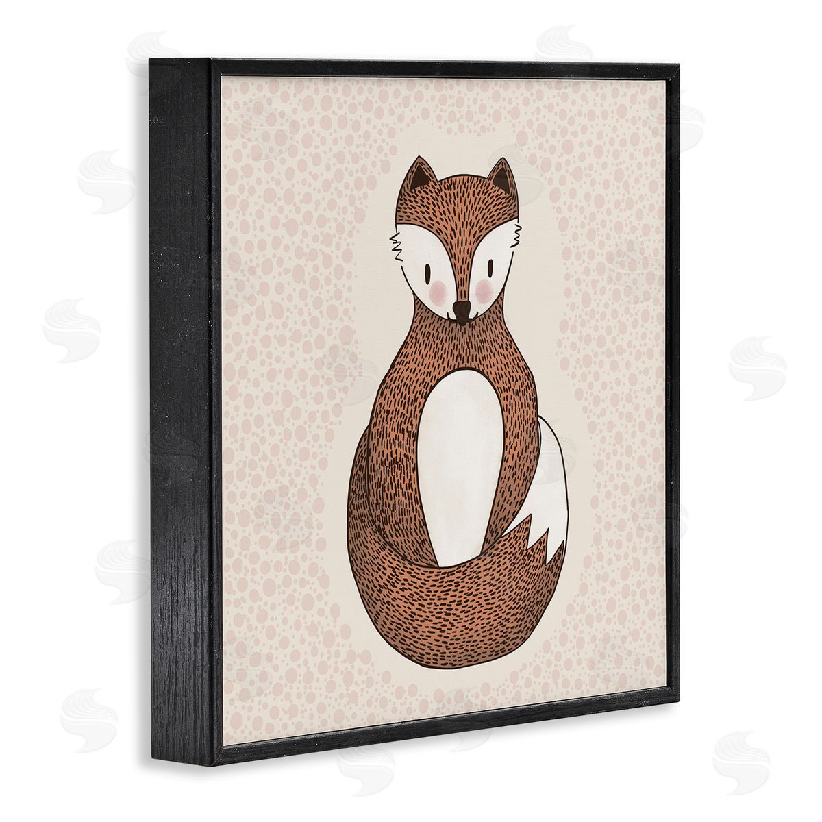 Birgit Maria Kiennast Whimsical Fox Spotted Pattern Polka Dot Border Black Framed Glicee Wall Art Print